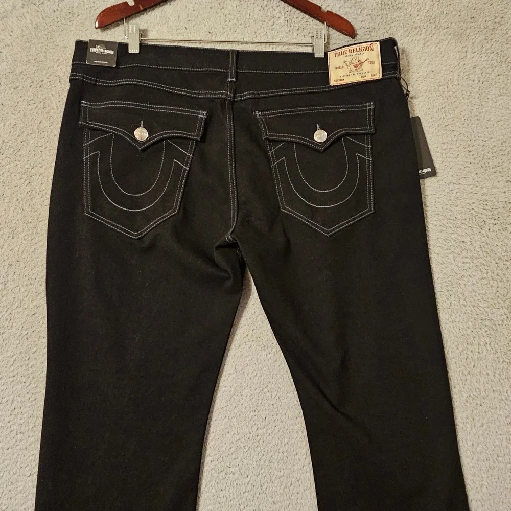 True Religion Ricky Relaxed Straight Flap Pocket Black Jeans Mens 40x32 106364